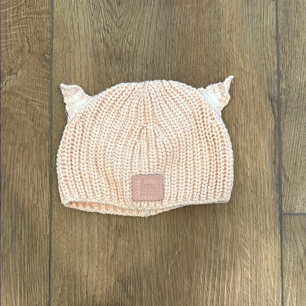 Love Your Melon Knit Cat-Ear Baby Beanie Hat - Peach
